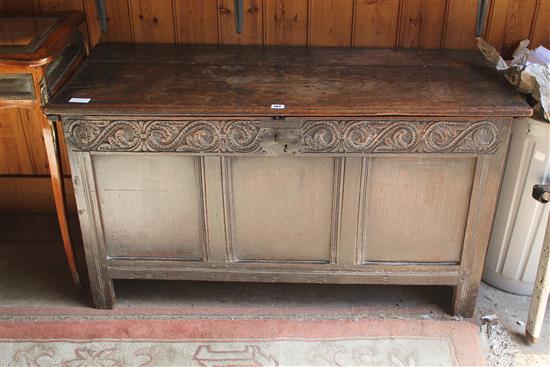 18th Century carved and panelled  oak coffer